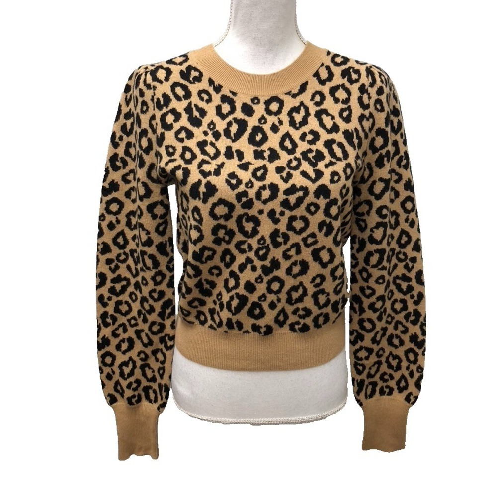 Veronica Beard Sweater Jumper Womens‎ Small Leopard Print Edgy Crew Neck Teacher